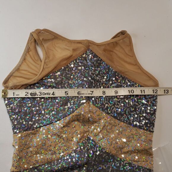 Jazz, Acro Dance Costume, Grey and tan sequence, Large Child - Picture 11 of 12